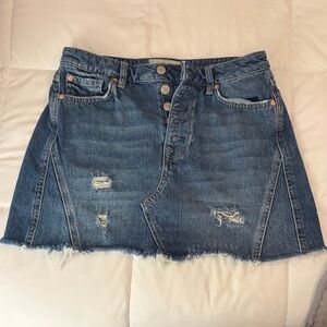 We the Free Denim Distressed Skirt